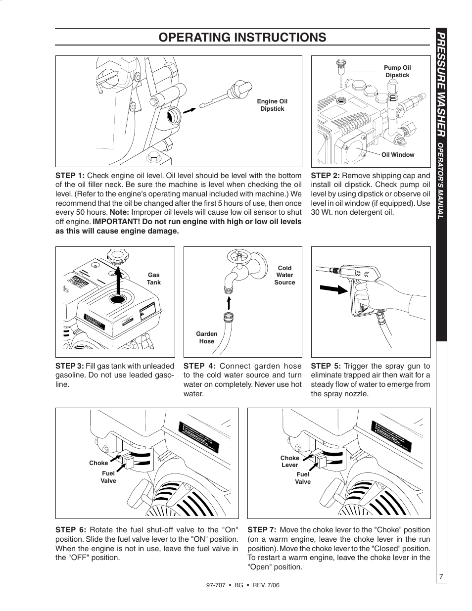 Operating instructions, Pressure w asher | Shark BG-3735 User Manual | Page 7 / 34