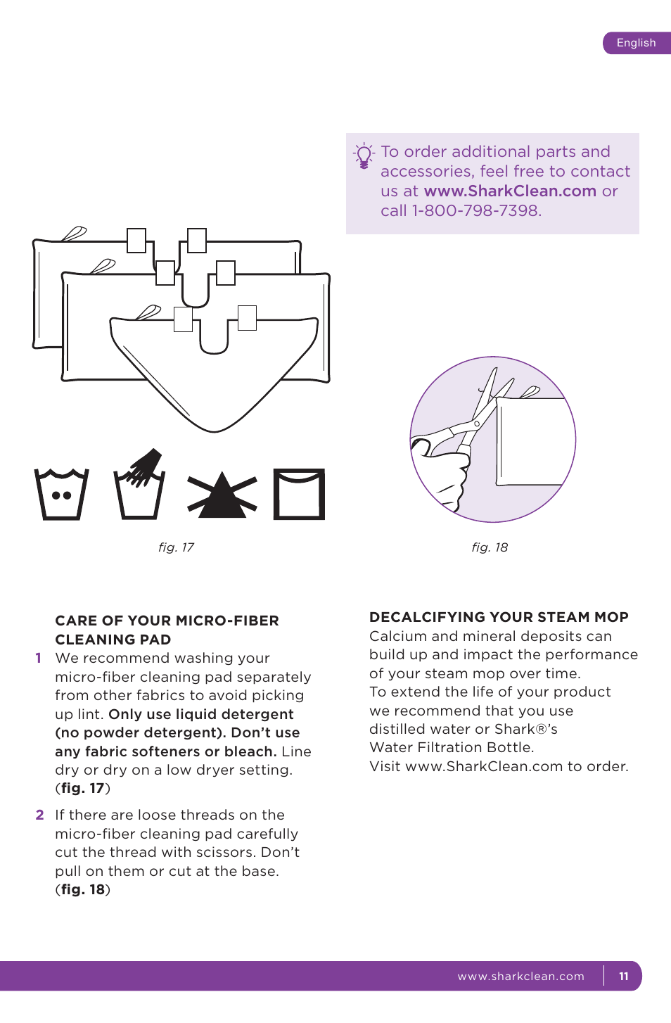 Shark STEAM POCKET S3601 User Manual | Page 15 / 18