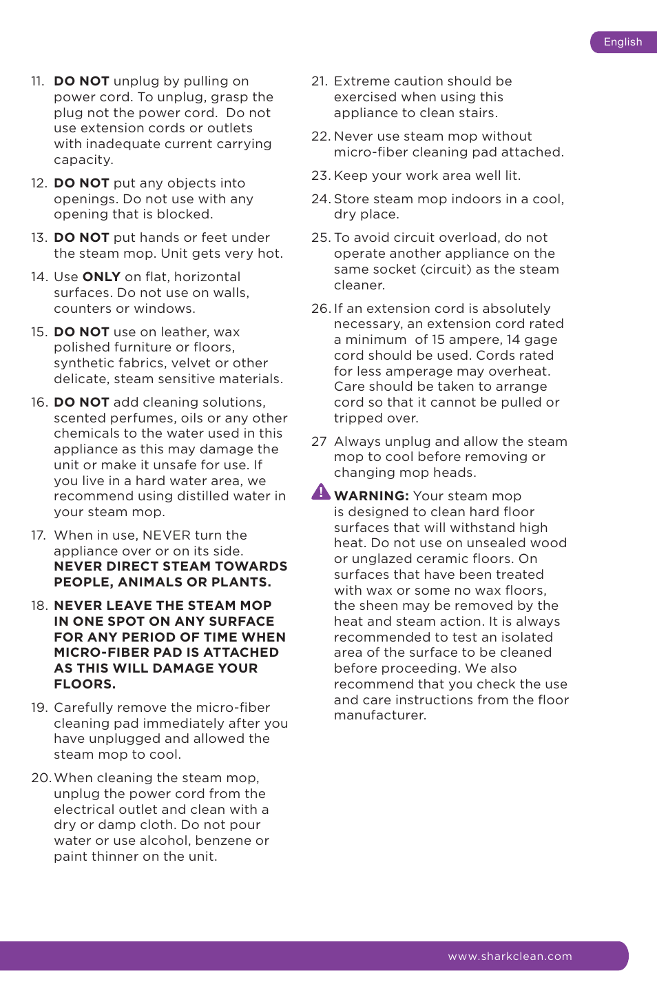 Shark STEAM POCKET S3601 User Manual | Page 3 / 18