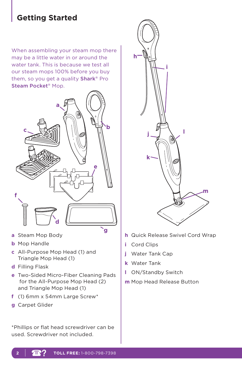 Getting started | Shark STEAM POCKET S3601 User Manual | Page 6 / 18