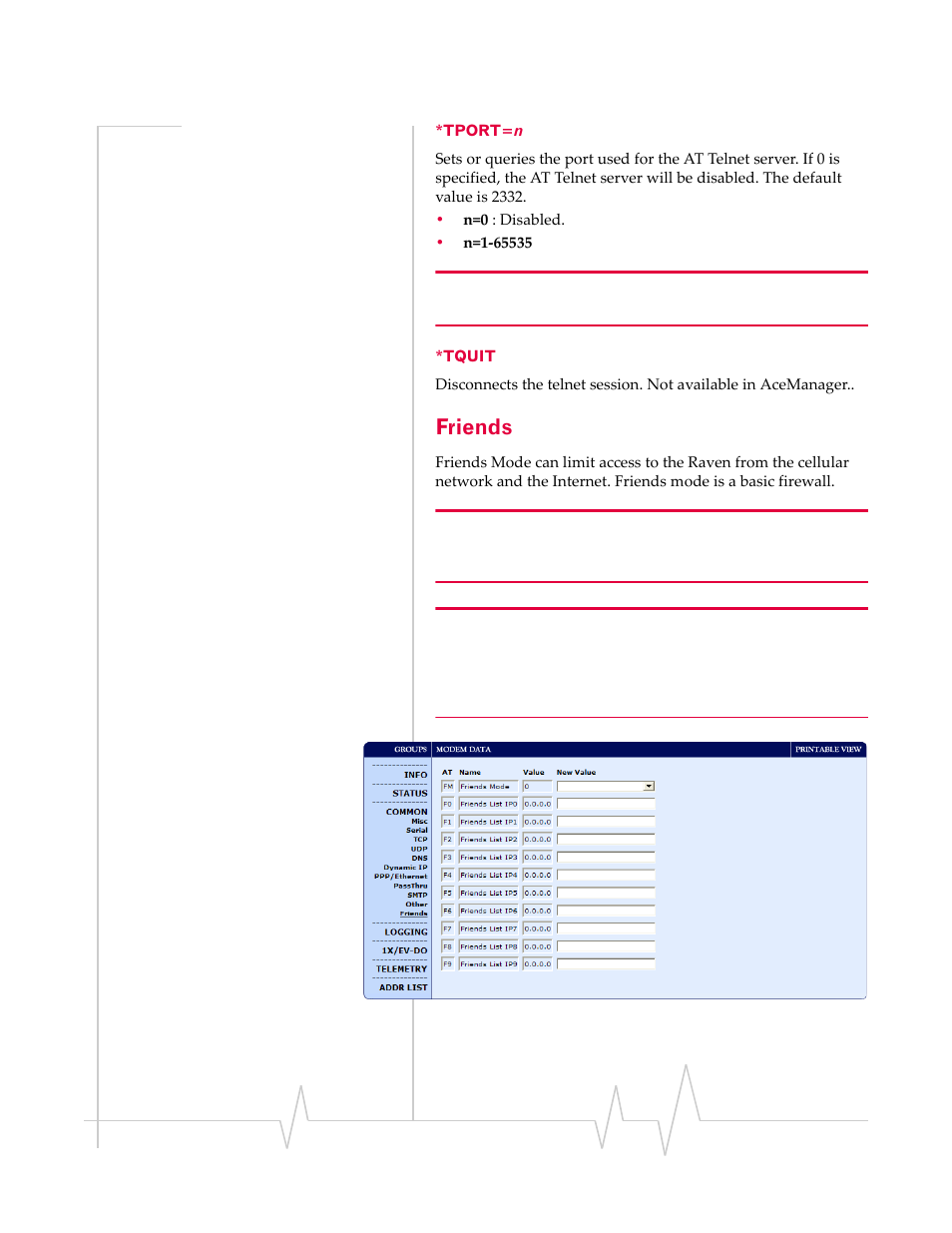 Friends, Tport=n *tquit | Sierra Raven EDGE User Manual | Page 104 / 141