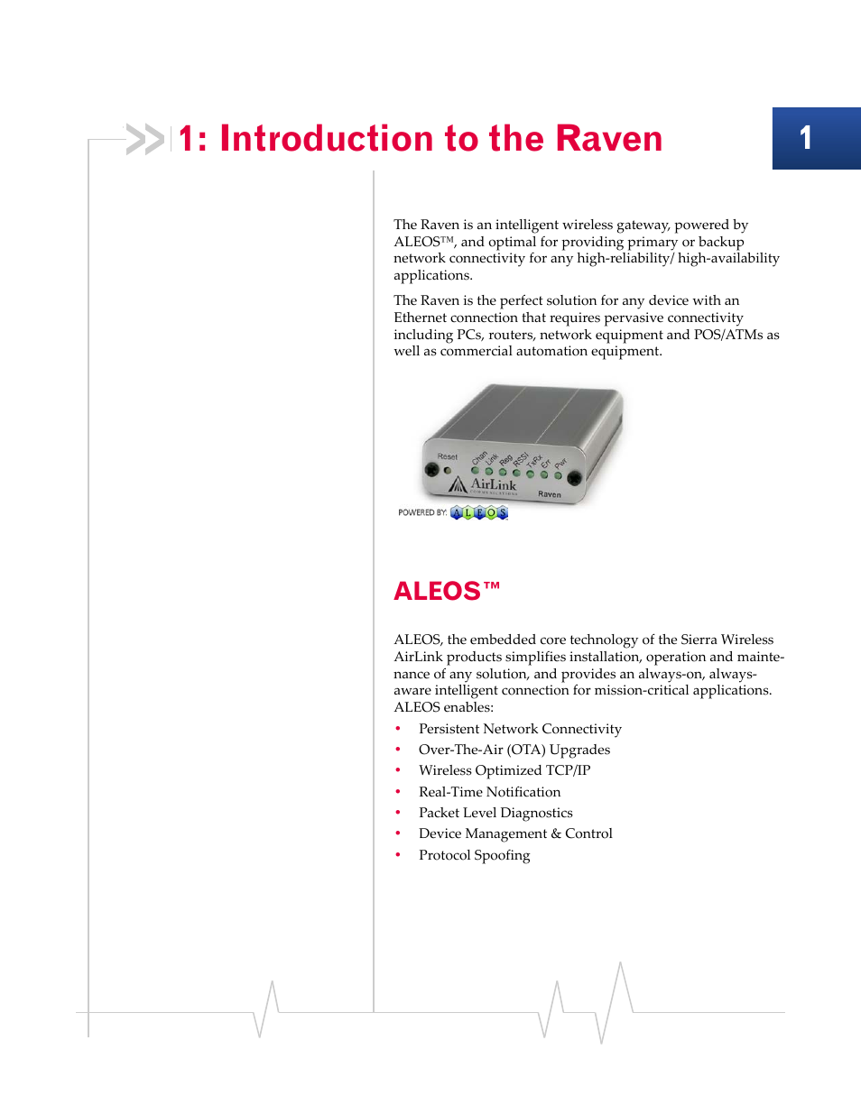 Introduction to the raven, Aleos | Sierra Raven EDGE User Manual | Page 11 / 141