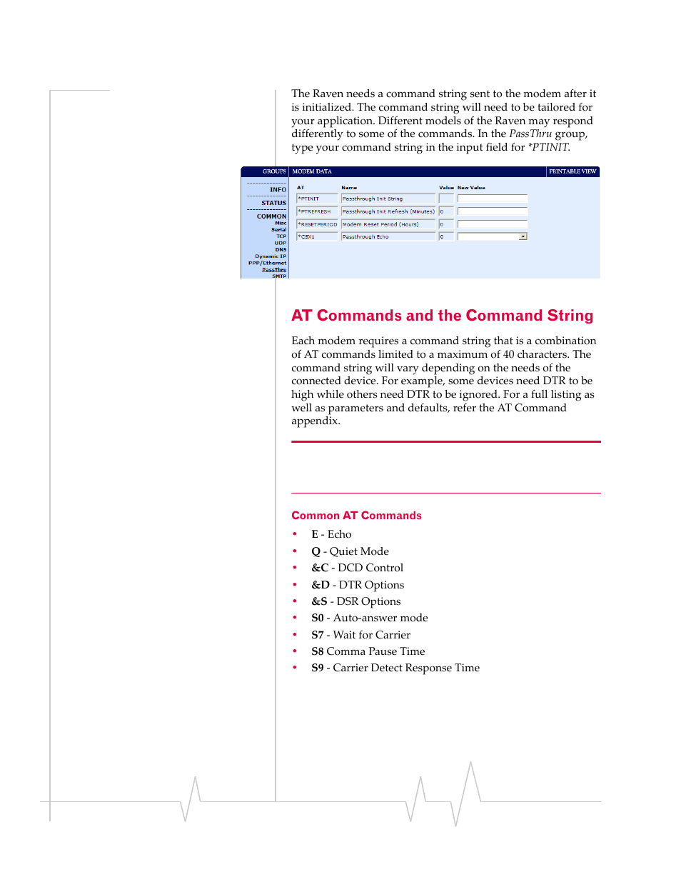At commands and the command string, Common at commands | Sierra Raven EDGE User Manual | Page 113 / 141