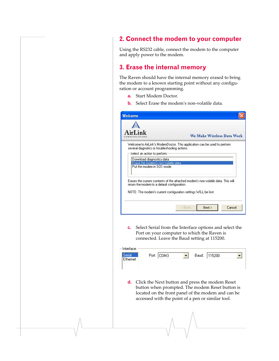 Connect the modem to your computer | Sierra Raven EDGE User Manual | Page 115 / 141