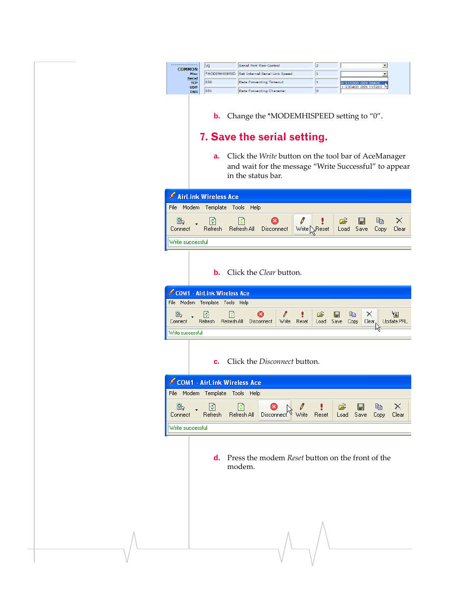 Save the serial setting | Sierra Raven EDGE User Manual | Page 117 / 141