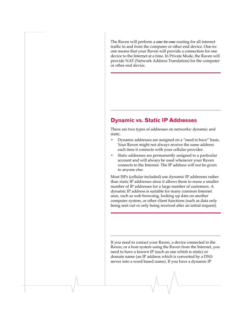 Dynamic vs. static ip addresses | Sierra Raven EDGE User Manual | Page 18 / 141