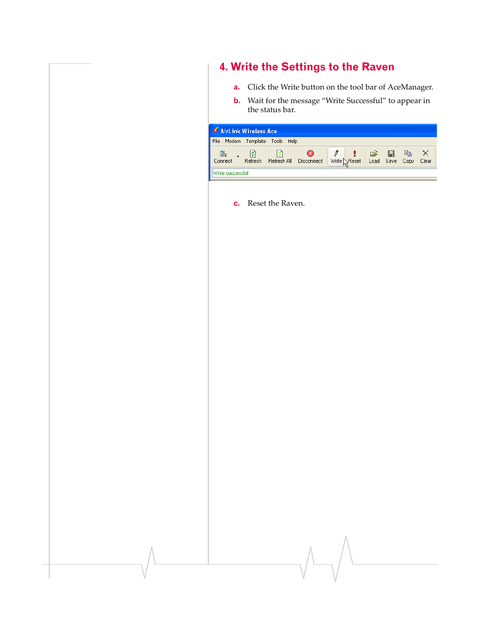 Write the settings to the raven | Sierra Raven EDGE User Manual | Page 28 / 141