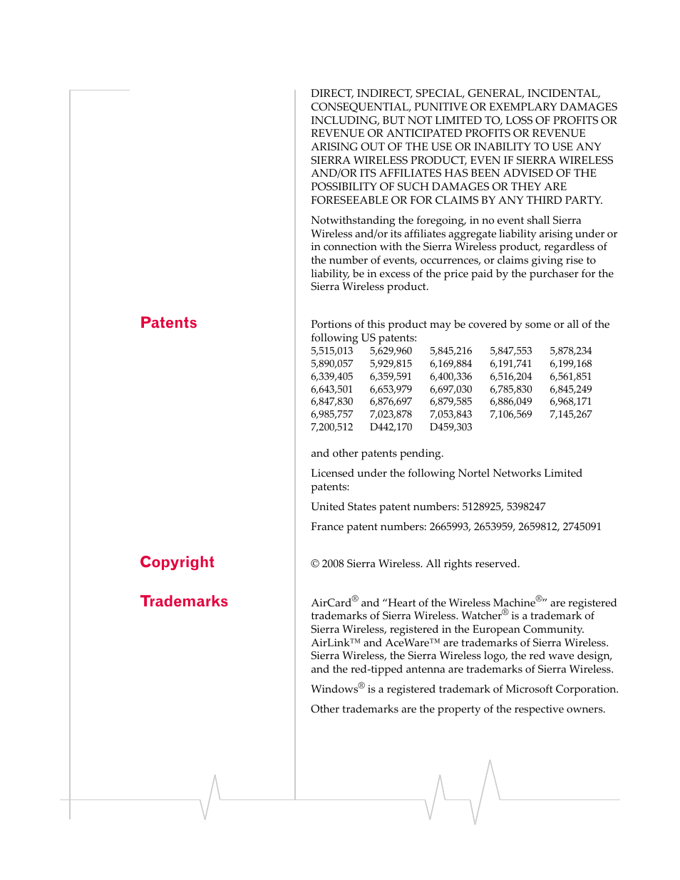 Patents, Copyright, Trademarks | Sierra Raven EDGE User Manual | Page 3 / 141