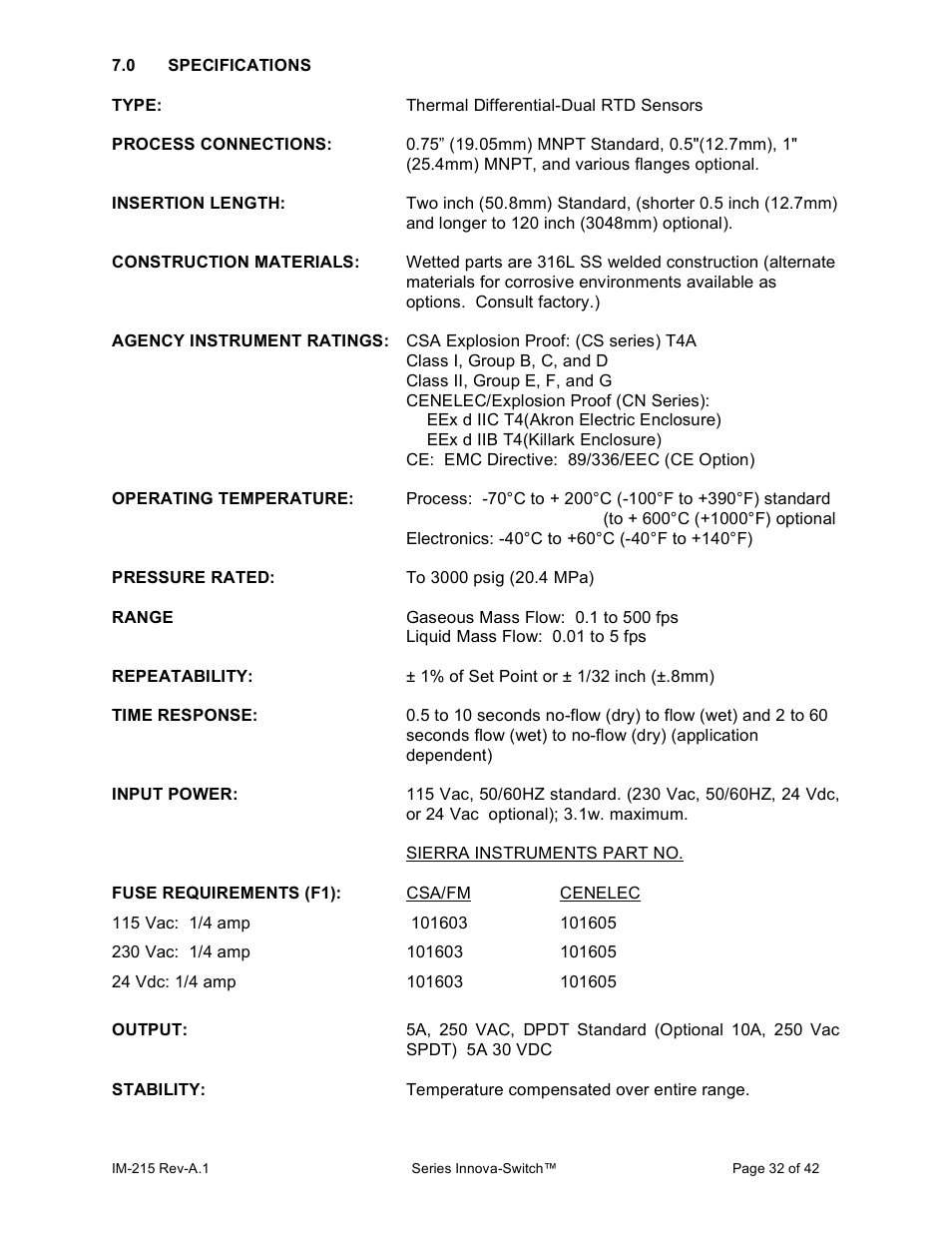 Sierra INNOVA 215 User Manual | Page 32 / 41