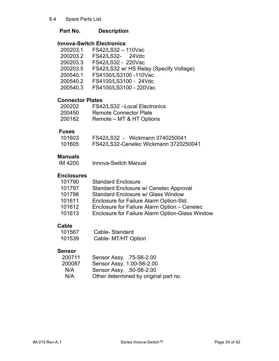 Sierra INNOVA 215 User Manual | Page 34 / 41