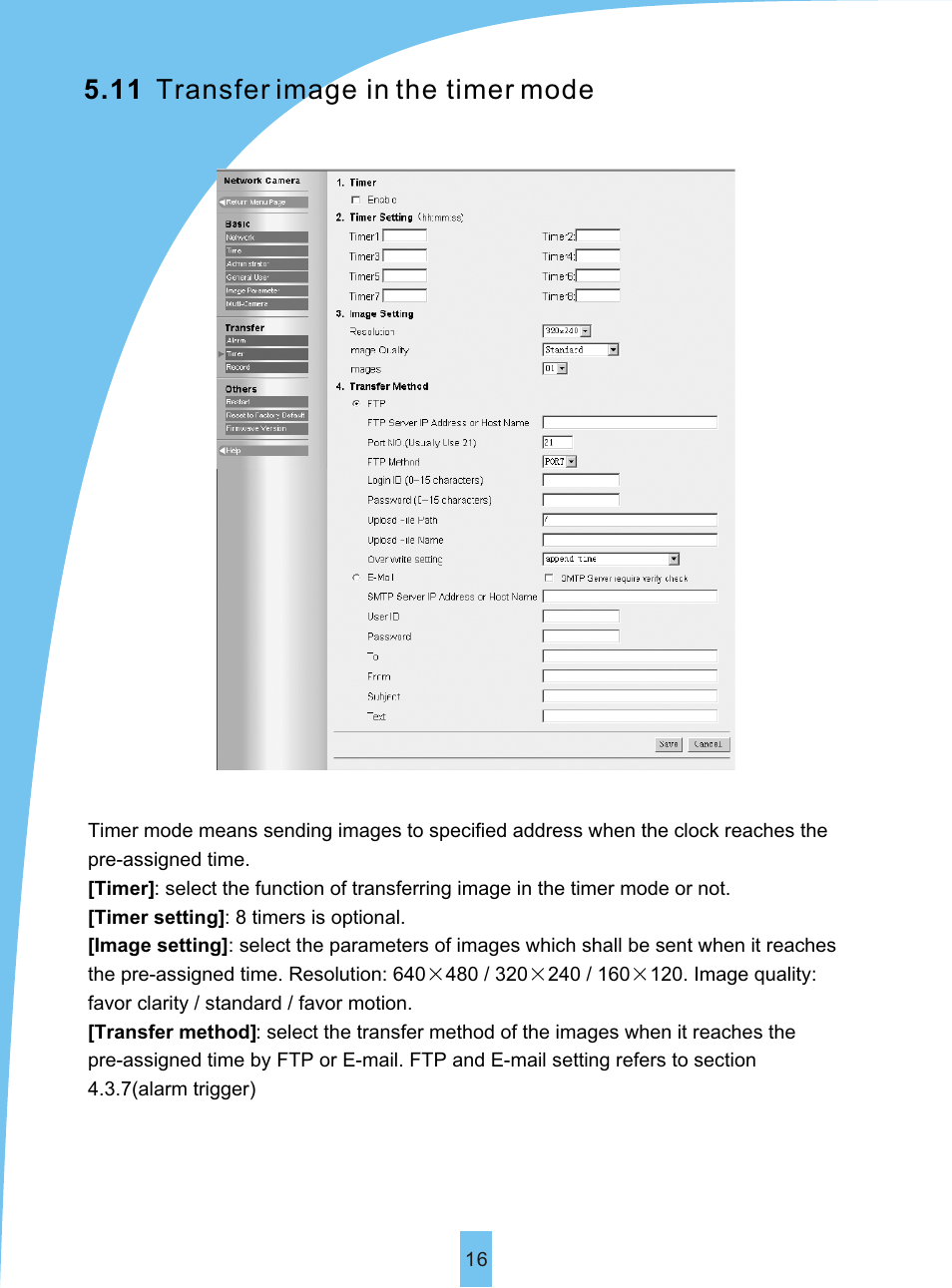 Т³гж 19, 11 transfer image in the timer mode | Sierra Siera IP Camera VSP 3001 User Manual | Page 18 / 25