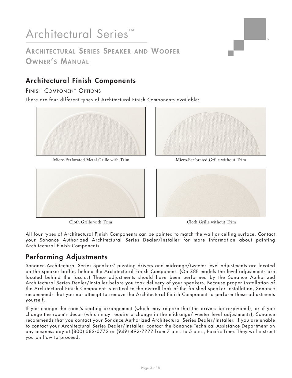 Architectural series | Sonance Z4S User Manual | Page 3 / 8