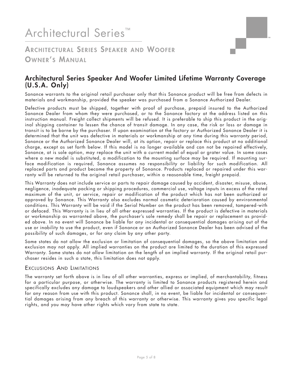 Architectural series | Sonance Z4S User Manual | Page 5 / 8