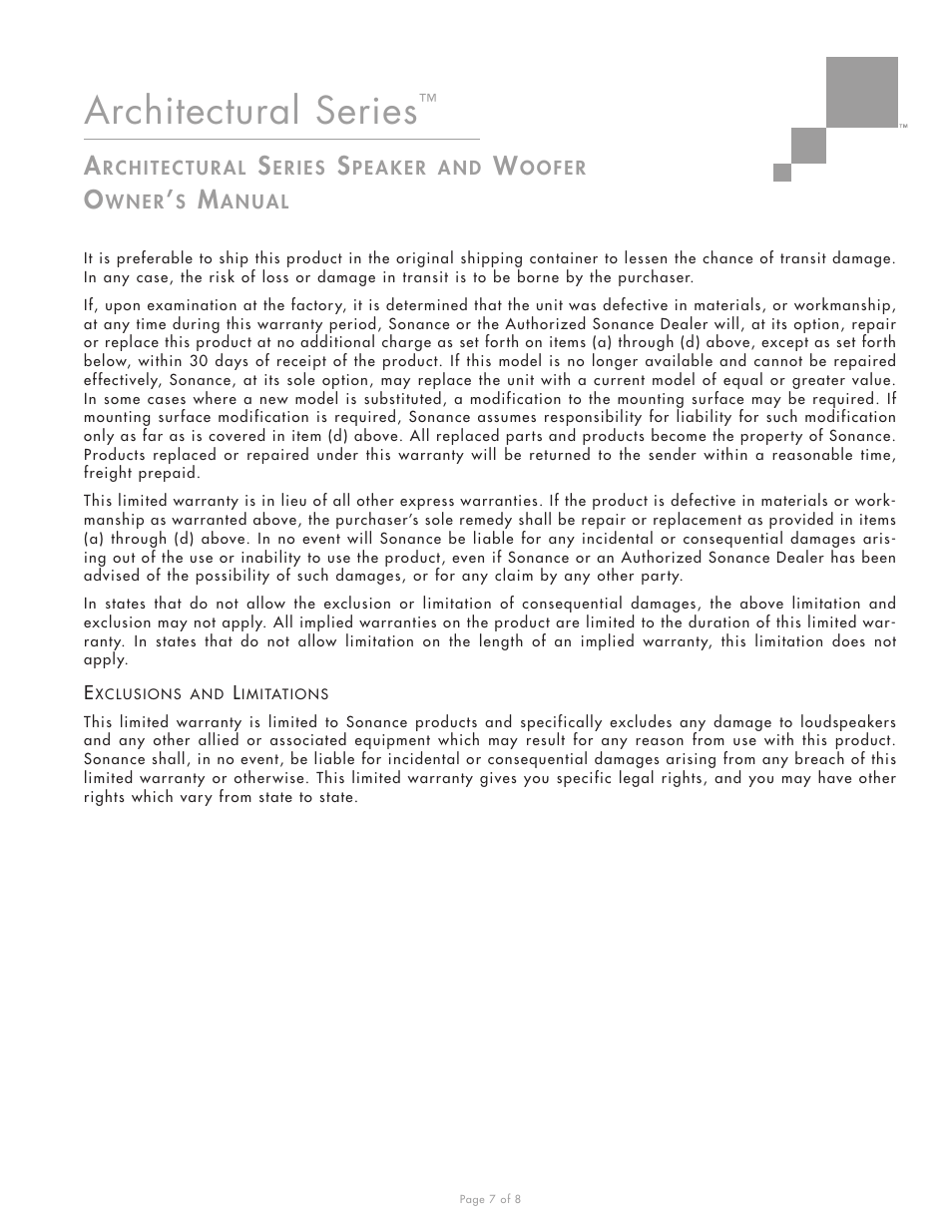 Architectural series | Sonance Z4S User Manual | Page 7 / 8