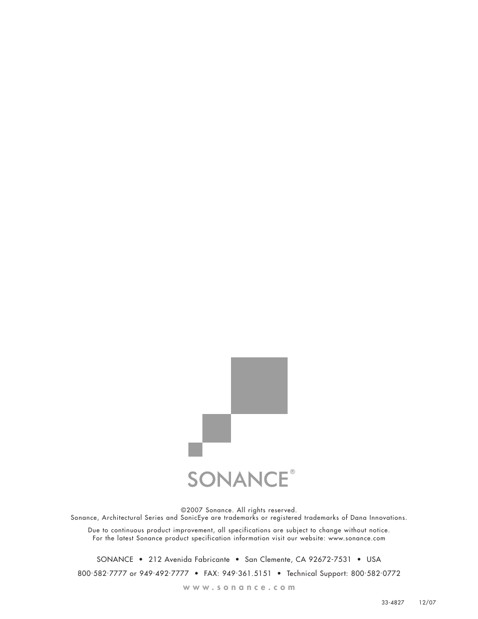Sonance Z4S User Manual | Page 8 / 8