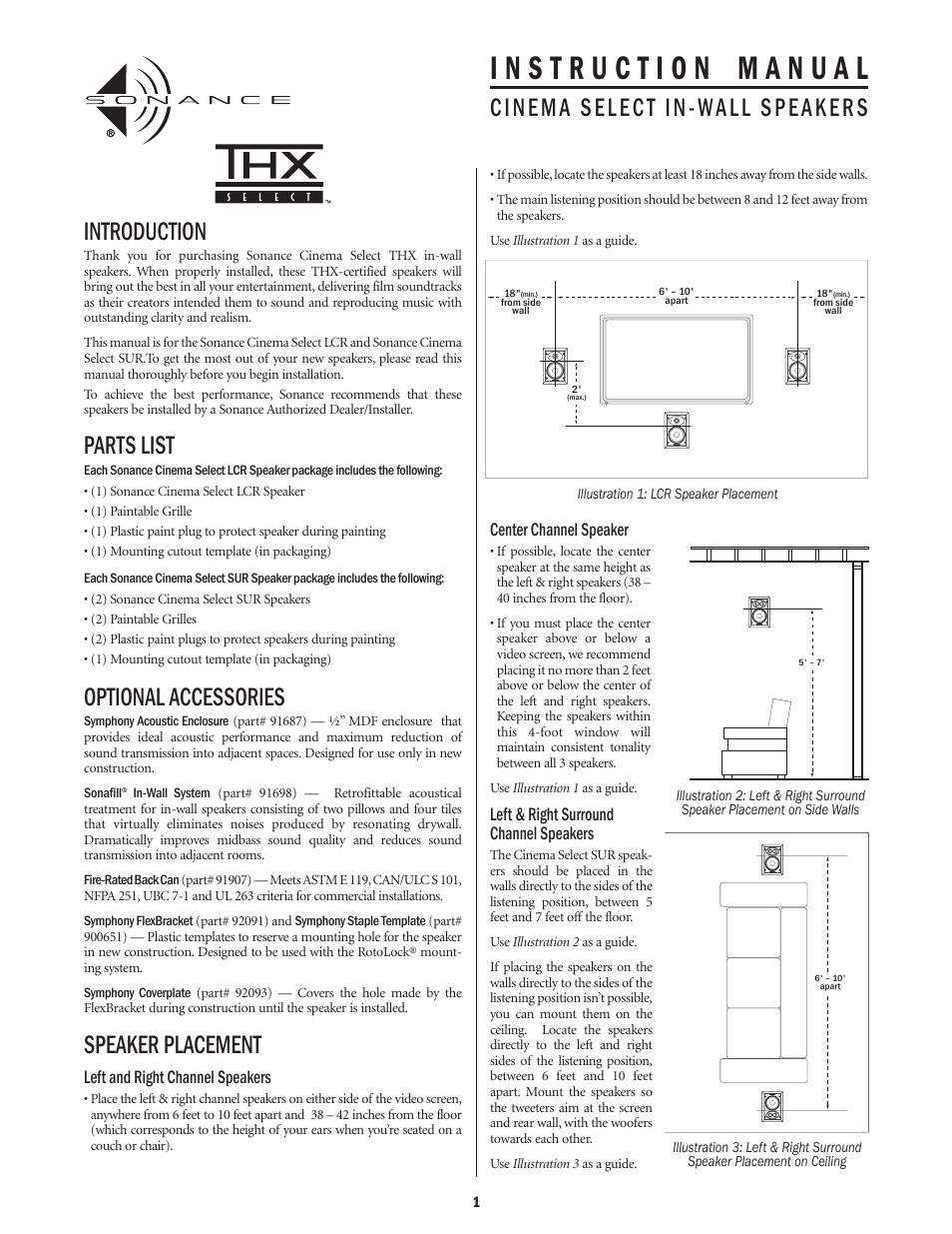 Sonance THX User Manual | 4 pages