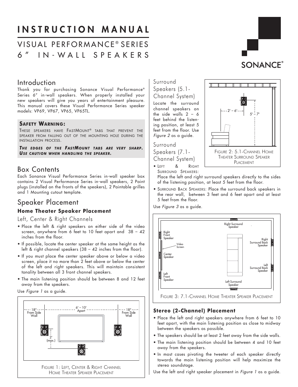 Sonance Visual Performance VP65 TL User Manual | 4 pages