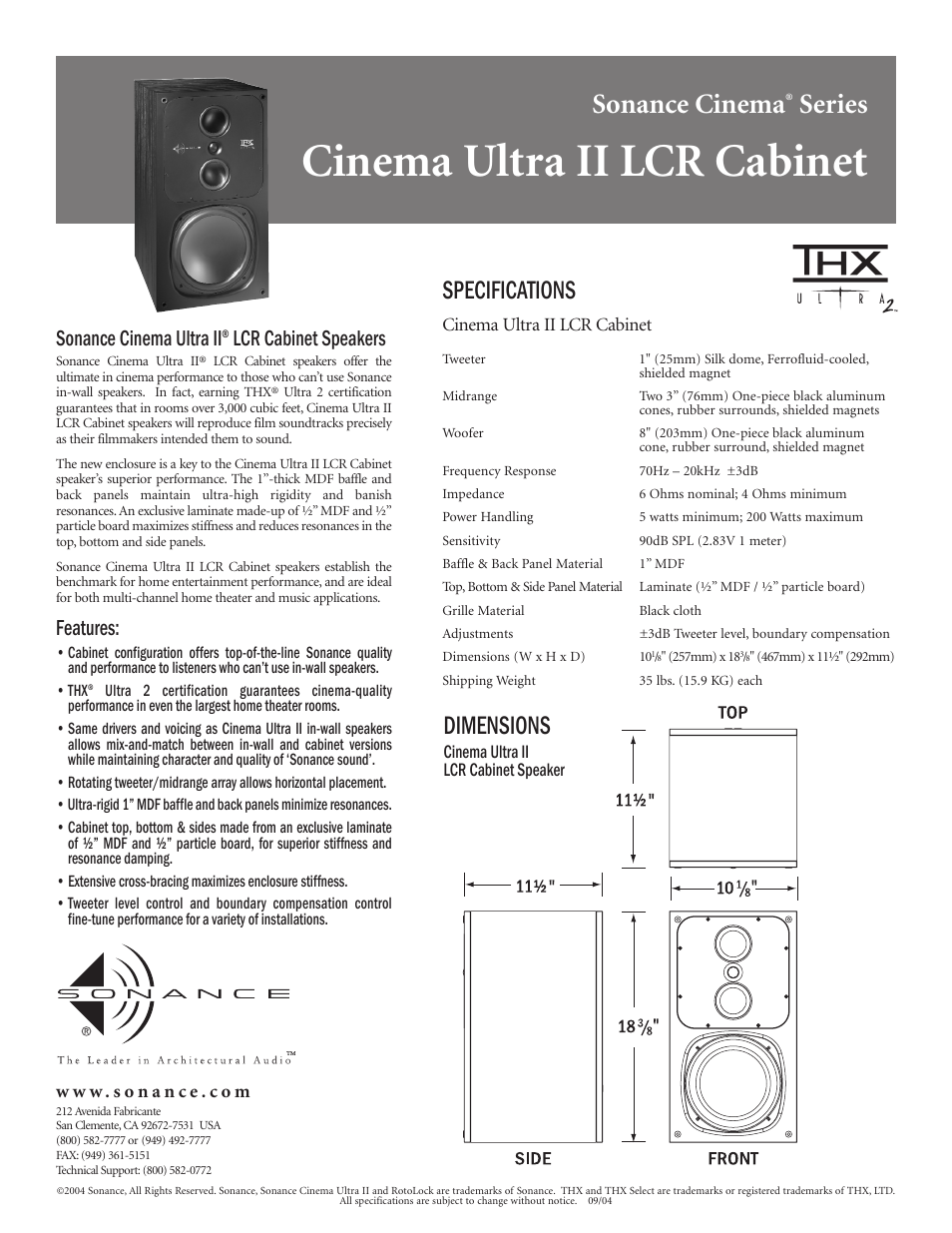 Sonance II User Manual | 1 page