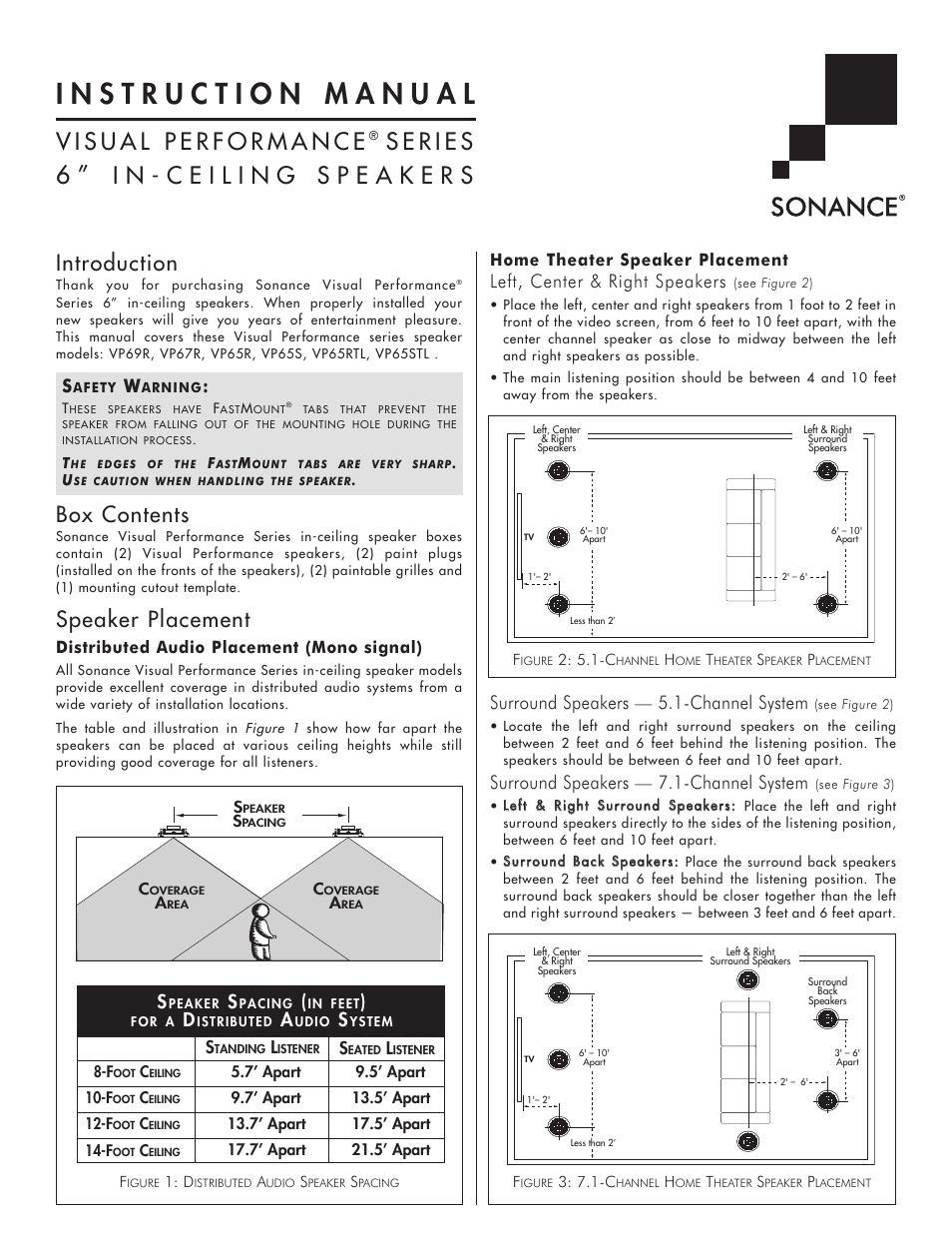 Sonance VP89R User Manual | 4 pages