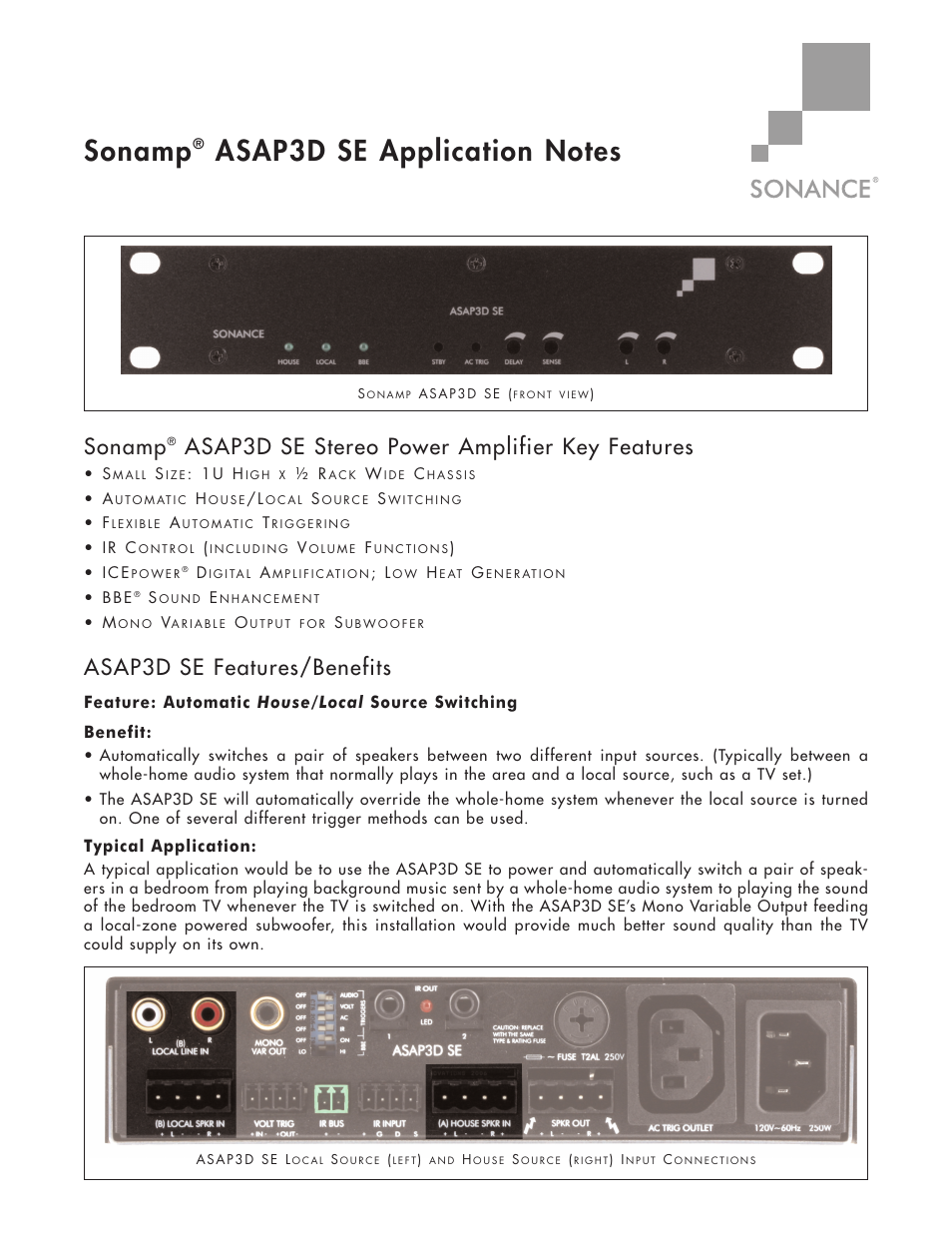 Sonance ASAP3D SE User Manual | 8 pages