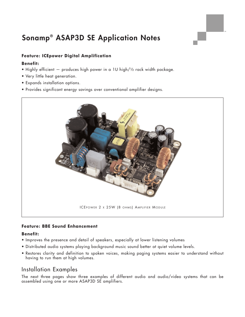 Sonamp, Installation examples | Sonance ASAP3D SE User Manual | Page 3 / 8