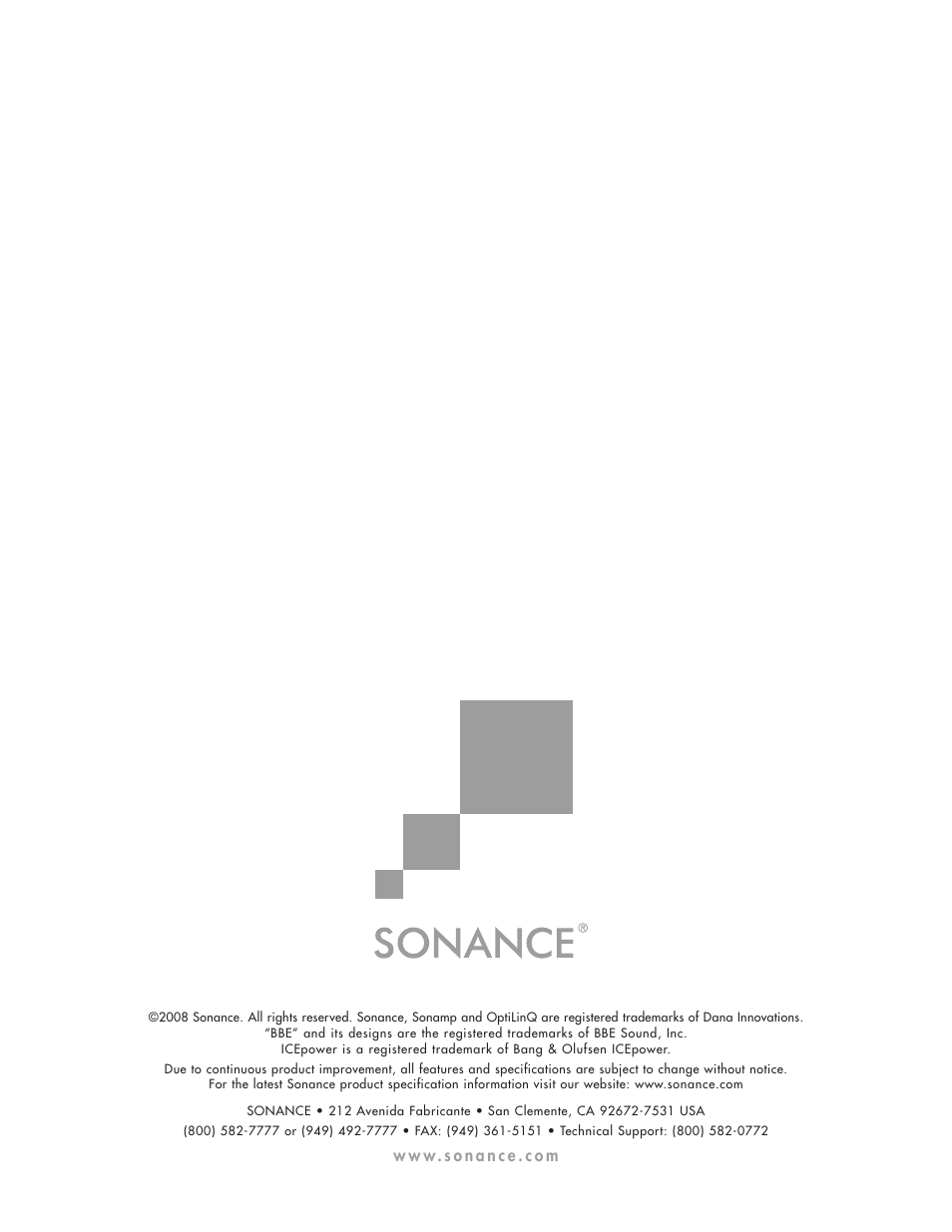 Sonance ASAP3D SE User Manual | Page 8 / 8