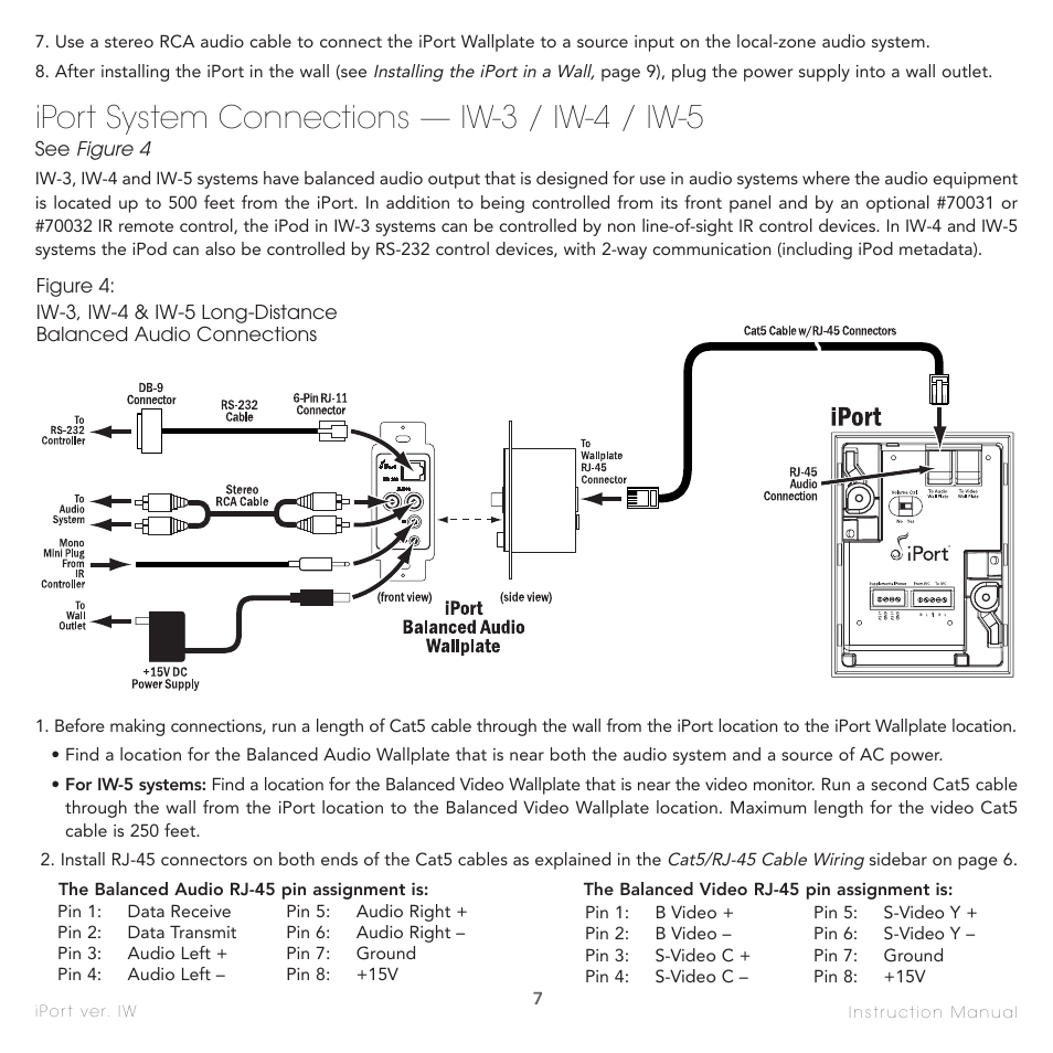 Iport system connections — iw-3 / iw-4 / iw-5 | Sonance IW-1 User Manual | Page 7 / 16