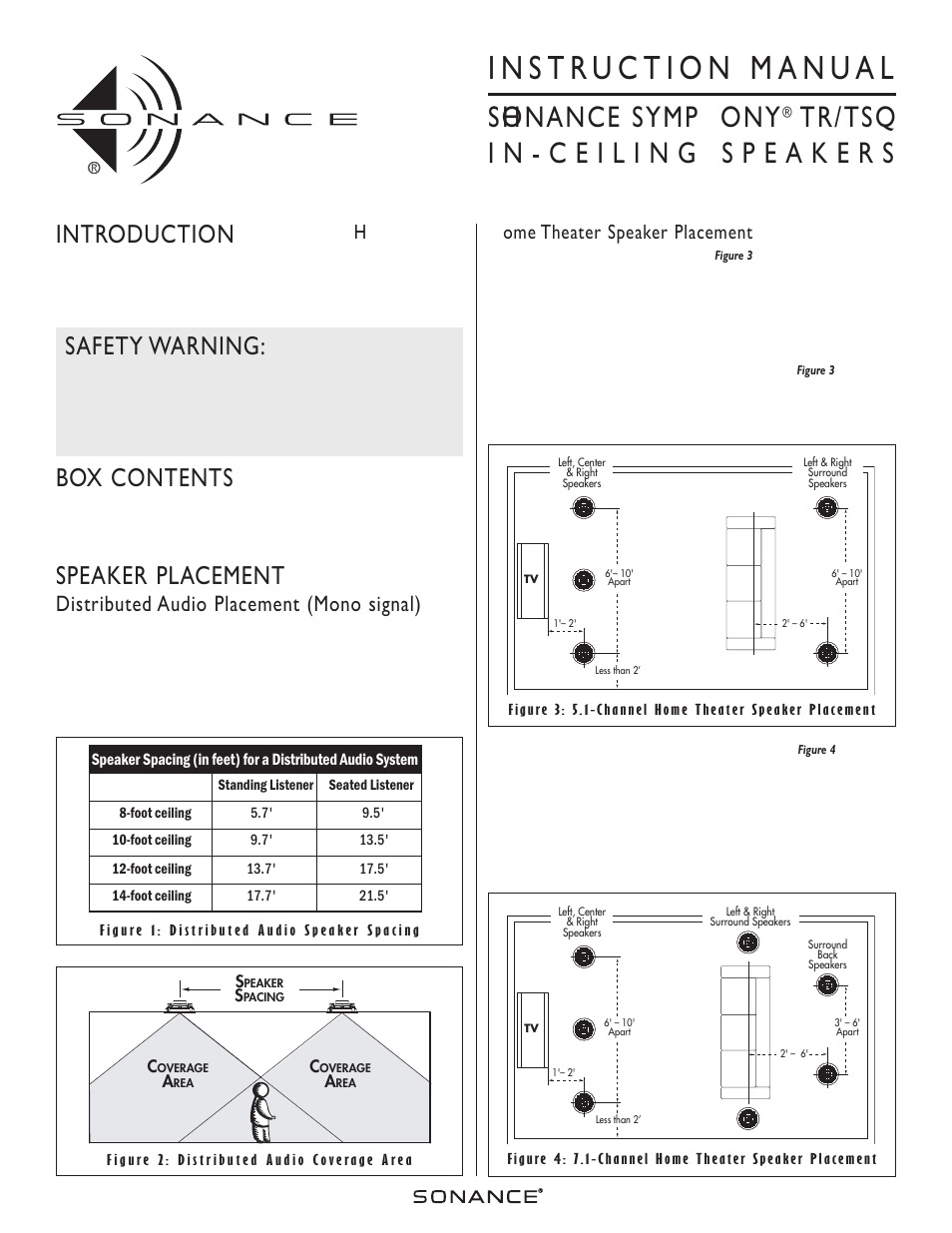 Sonance TR User Manual | 4 pages