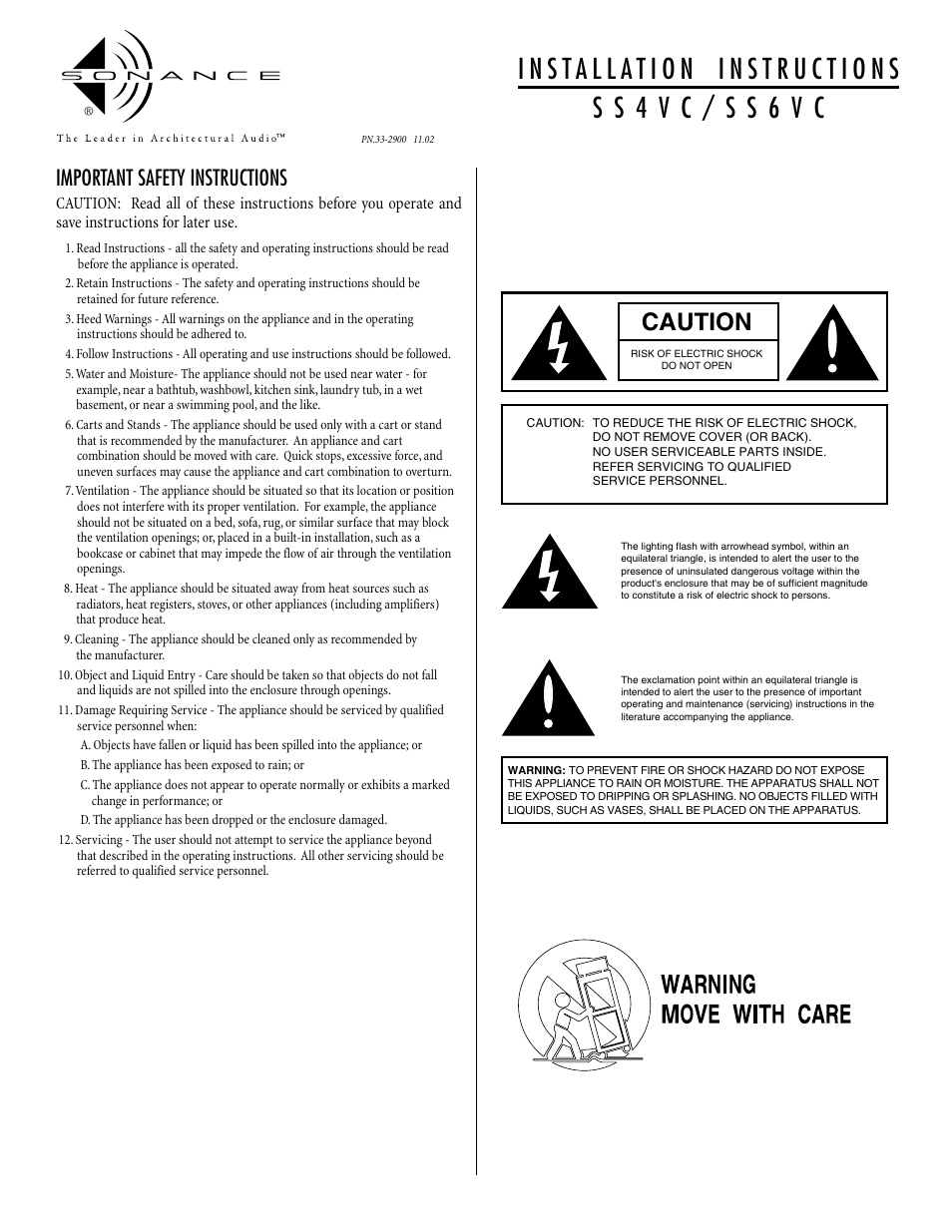 Sonance SS4VC User Manual | 4 pages