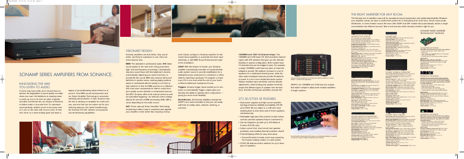 Sonamp series amplifiers from sonance, Innovating the way you listen to audio, Visionary design | The right amplifier for any room | Sonance Sonamp Series User Manual | Page 6 / 8