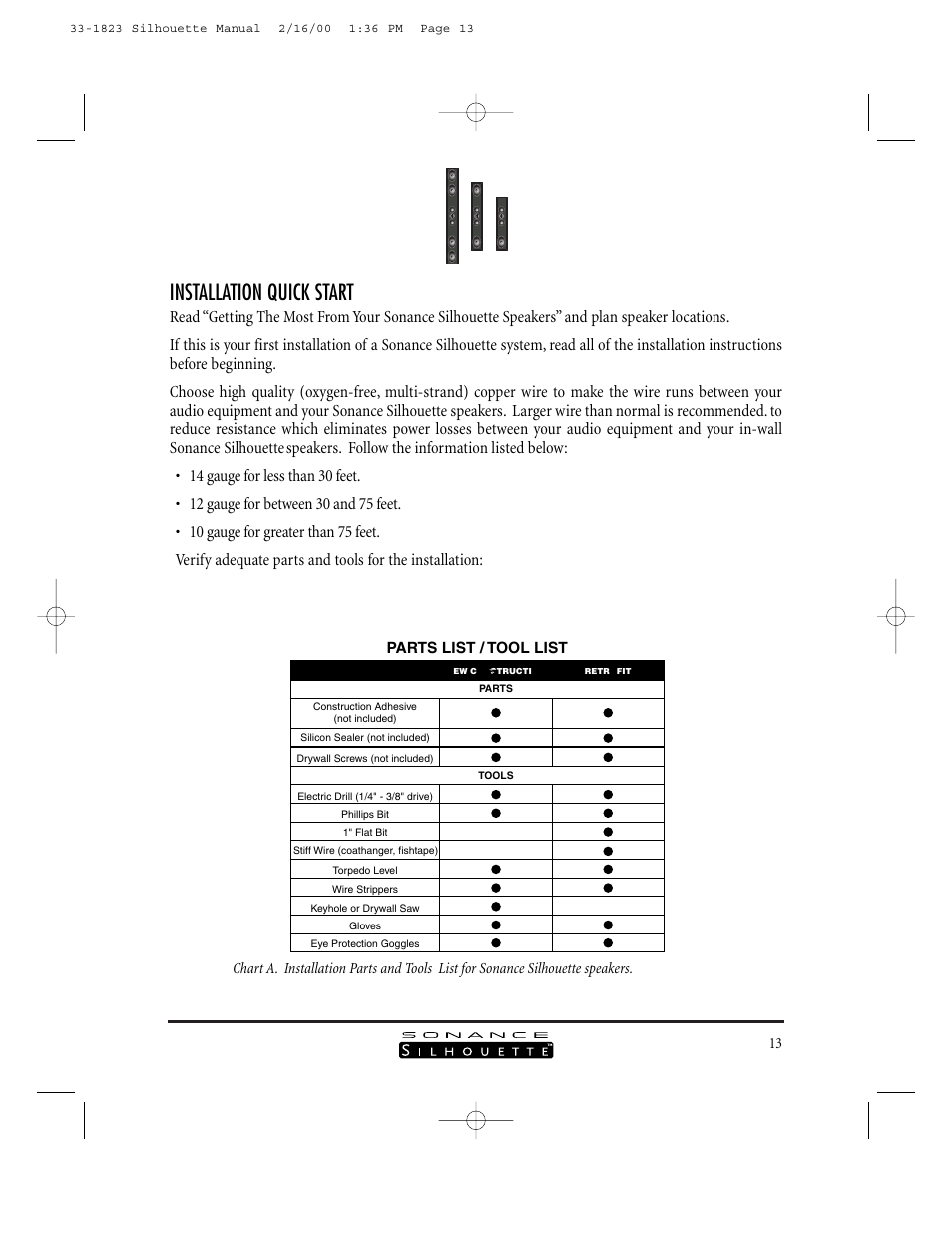 Installation quick start | Sonance SILHOUETTE II User Manual | Page 12 / 26