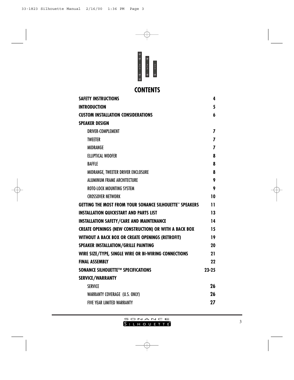 Sonance SILHOUETTE II User Manual | Page 2 / 26