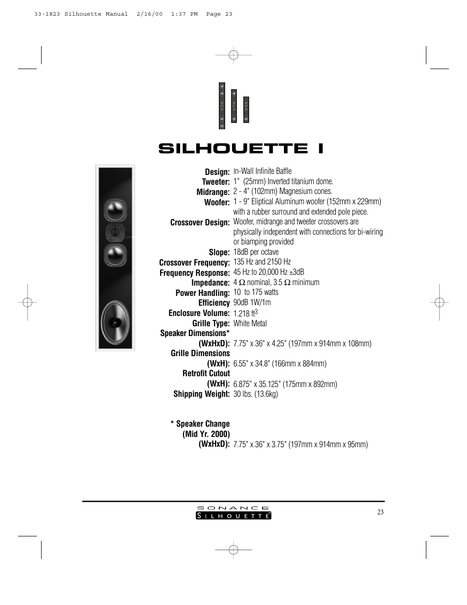 Silhouette i | Sonance SILHOUETTE II User Manual | Page 22 / 26