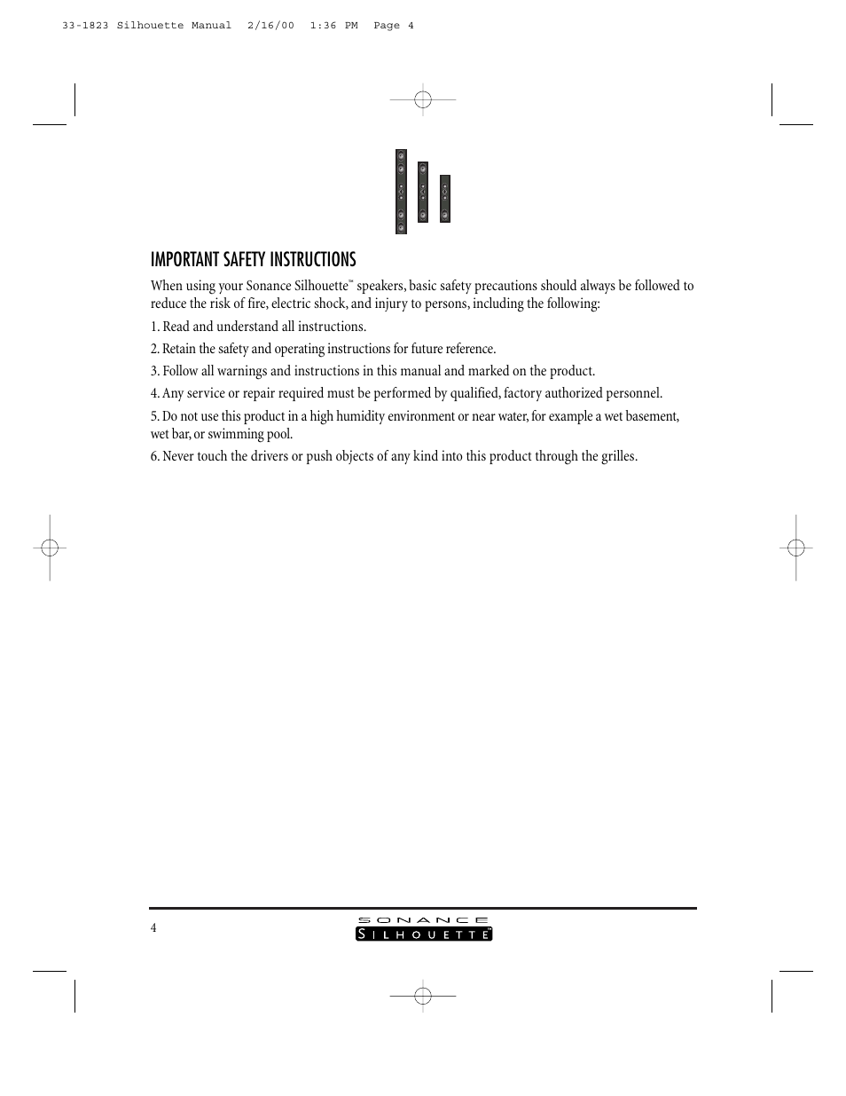Important safety instructions | Sonance SILHOUETTE II User Manual | Page 3 / 26