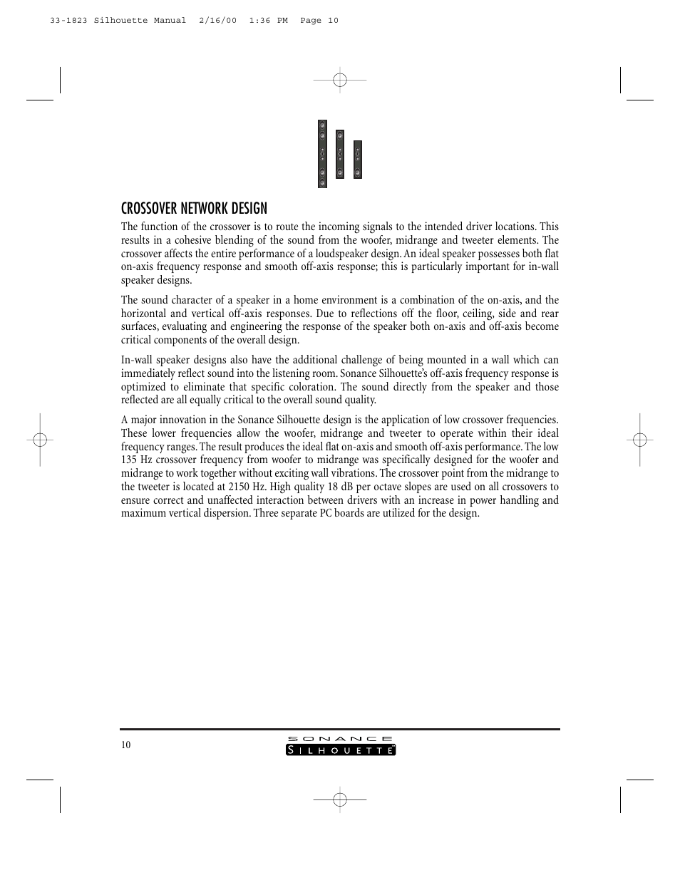 Crossover network design | Sonance SILHOUETTE II User Manual | Page 9 / 26