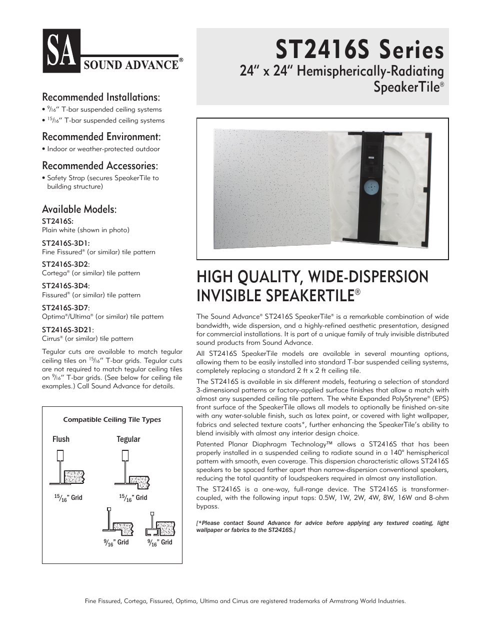 Sonance ST2416S Series User Manual | 2 pages