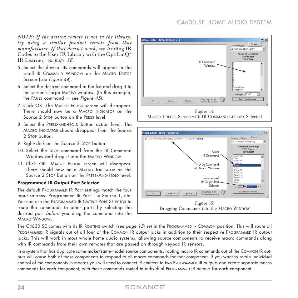 Ir learner , on page 36 | Sonance C4630 SE User Manual | Page 34 / 60