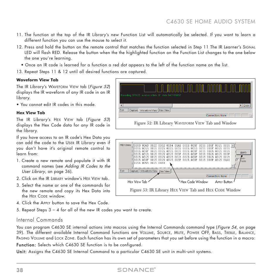 Internal commands | Sonance C4630 SE User Manual | Page 38 / 60