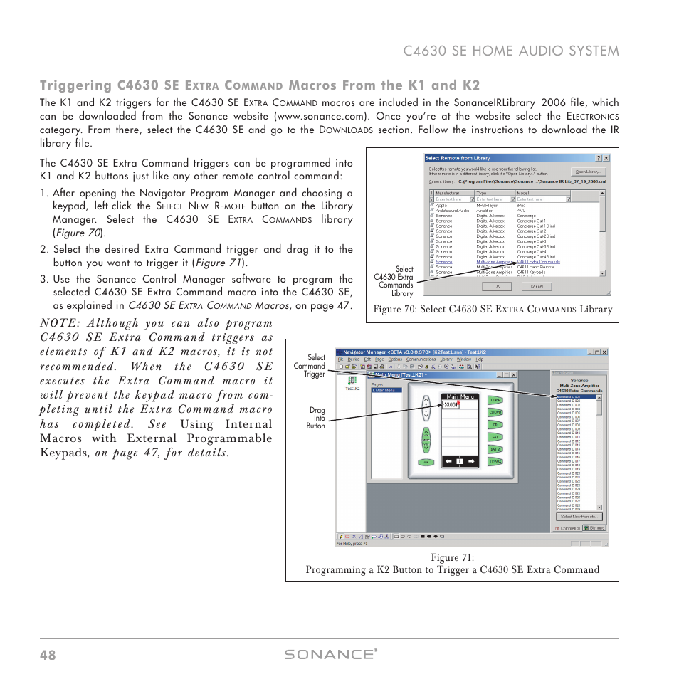 Macros from the k1 and k2 | Sonance C4630 SE User Manual | Page 48 / 60