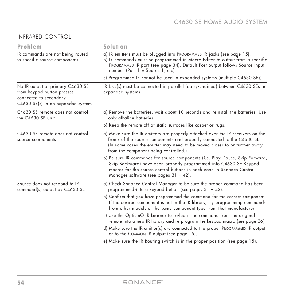 Sonance C4630 SE User Manual | Page 54 / 60