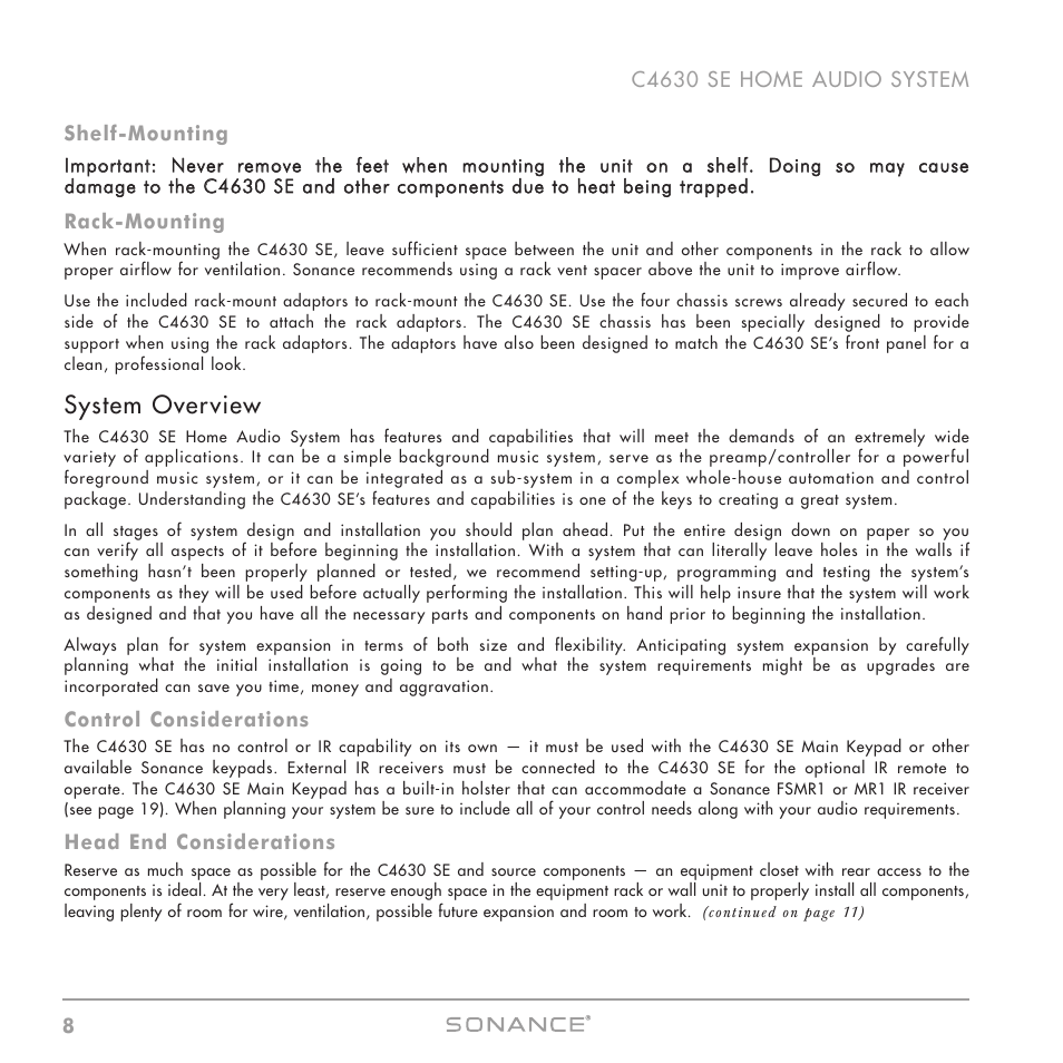 System overview | Sonance C4630 SE User Manual | Page 8 / 60