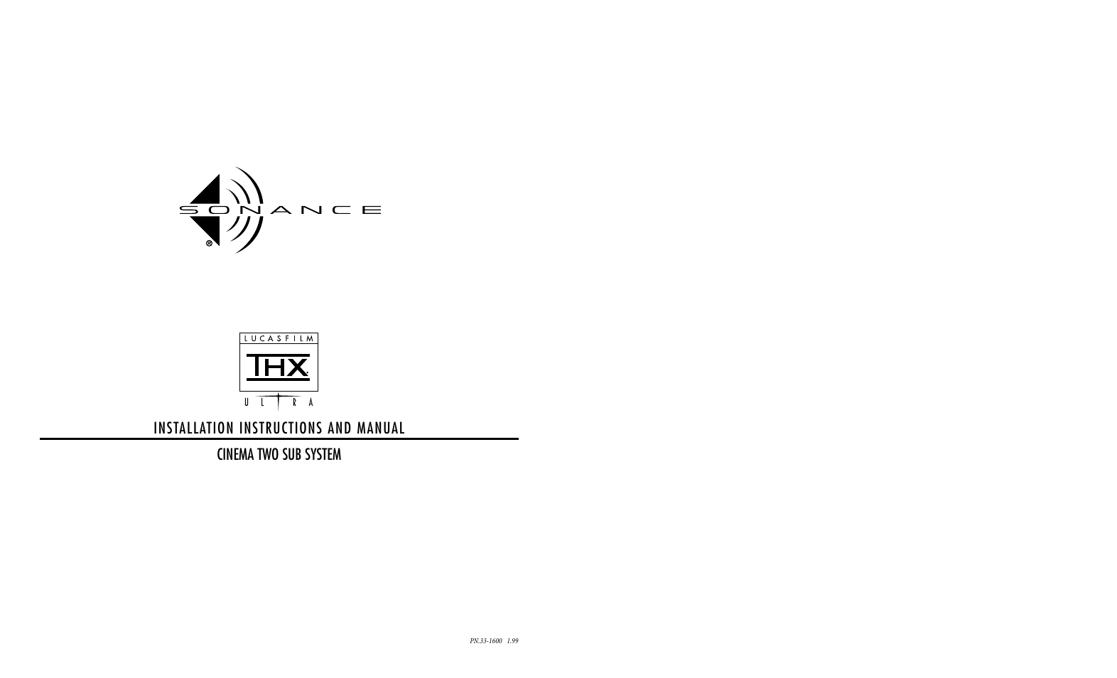 Sonance CINEMA TWO SUB SYSTEM User Manual | 10 pages