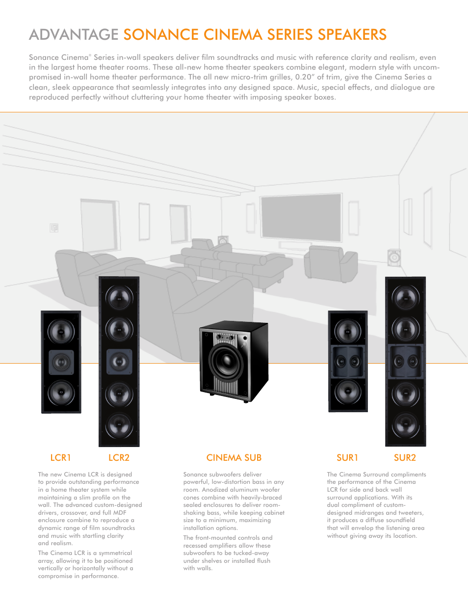 Advantage sonance cinema series speakers | Sonance Cinema Series User Manual | Page 2 / 6