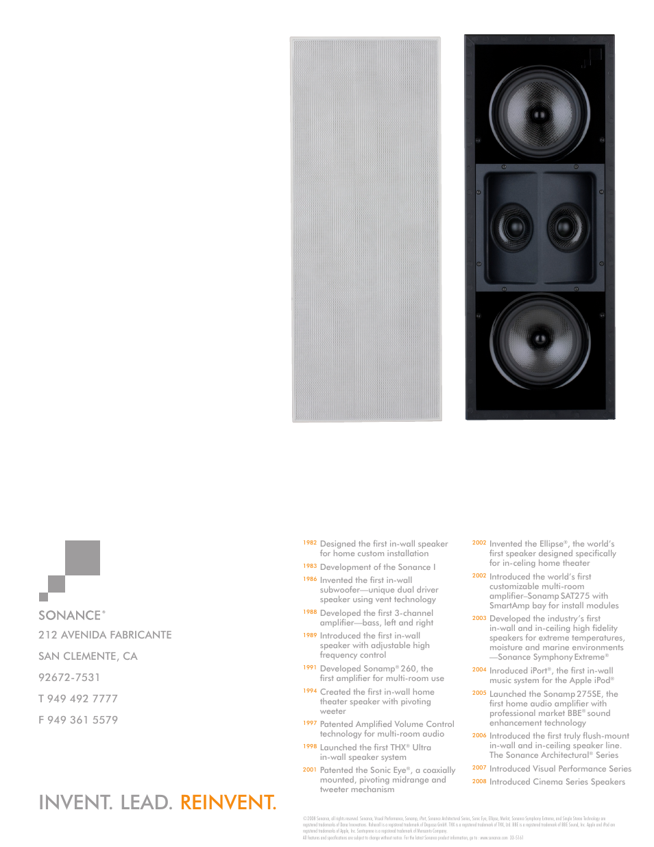 Invent. lead. reinvent | Sonance Cinema Series User Manual | Page 6 / 6
