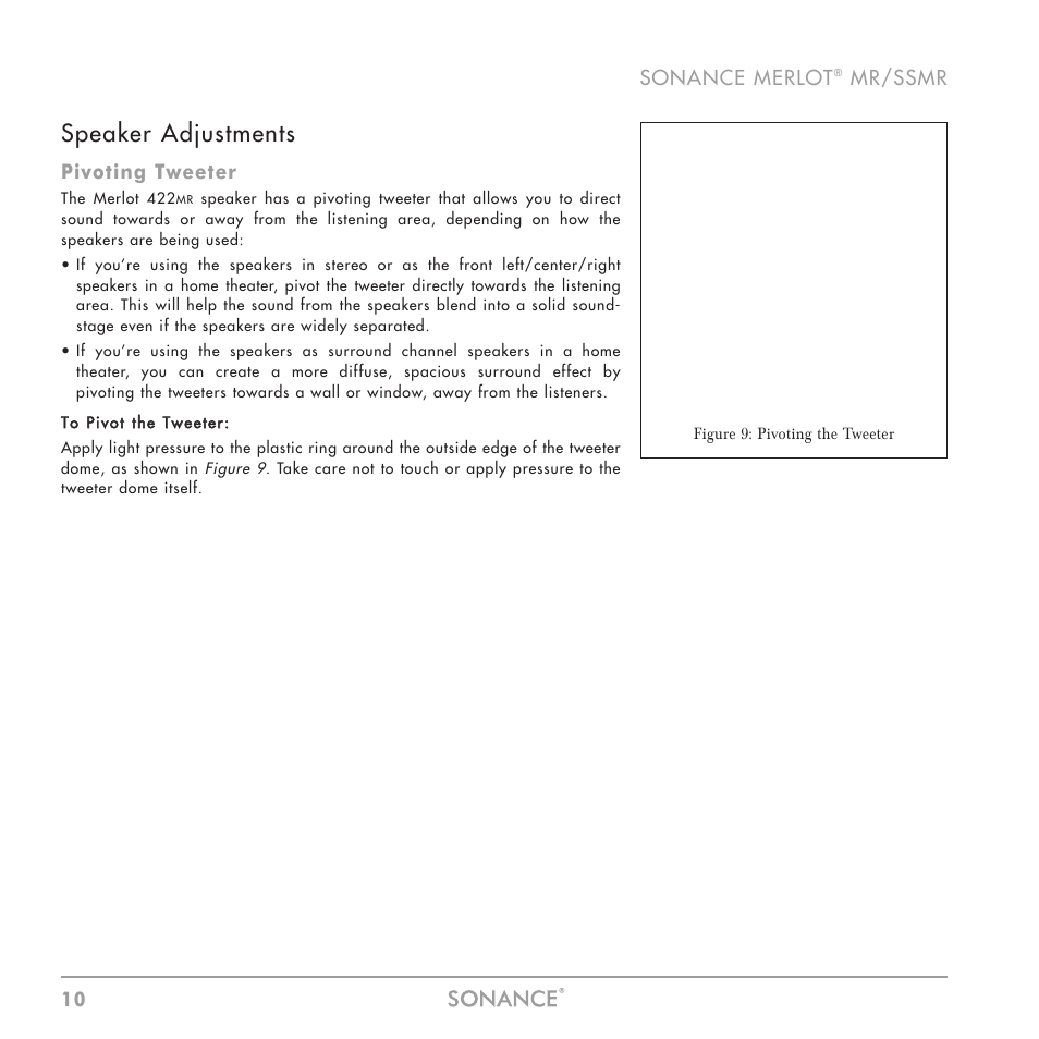 Speaker adjustments | Sonance MR Series User Manual | Page 10 / 16