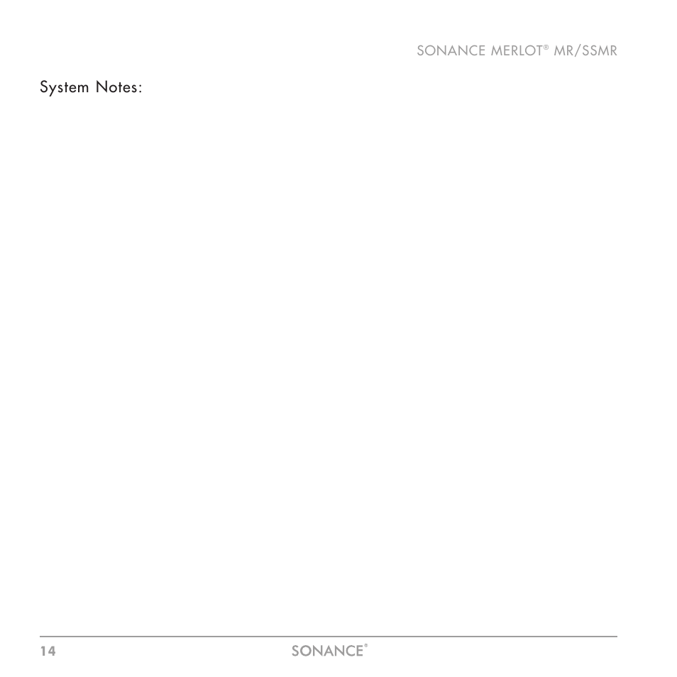 Sonance MR Series User Manual | Page 14 / 16