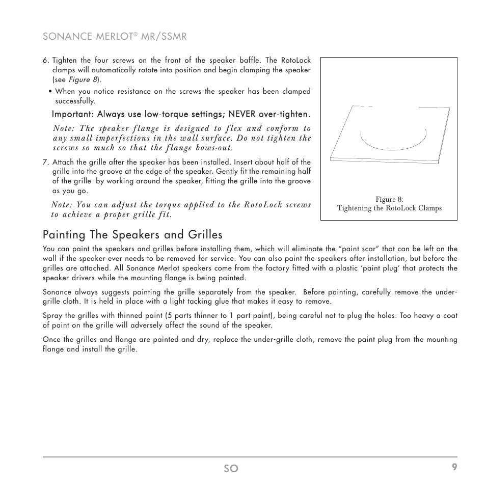 Painting the speakers and grilles | Sonance MR Series User Manual | Page 9 / 16
