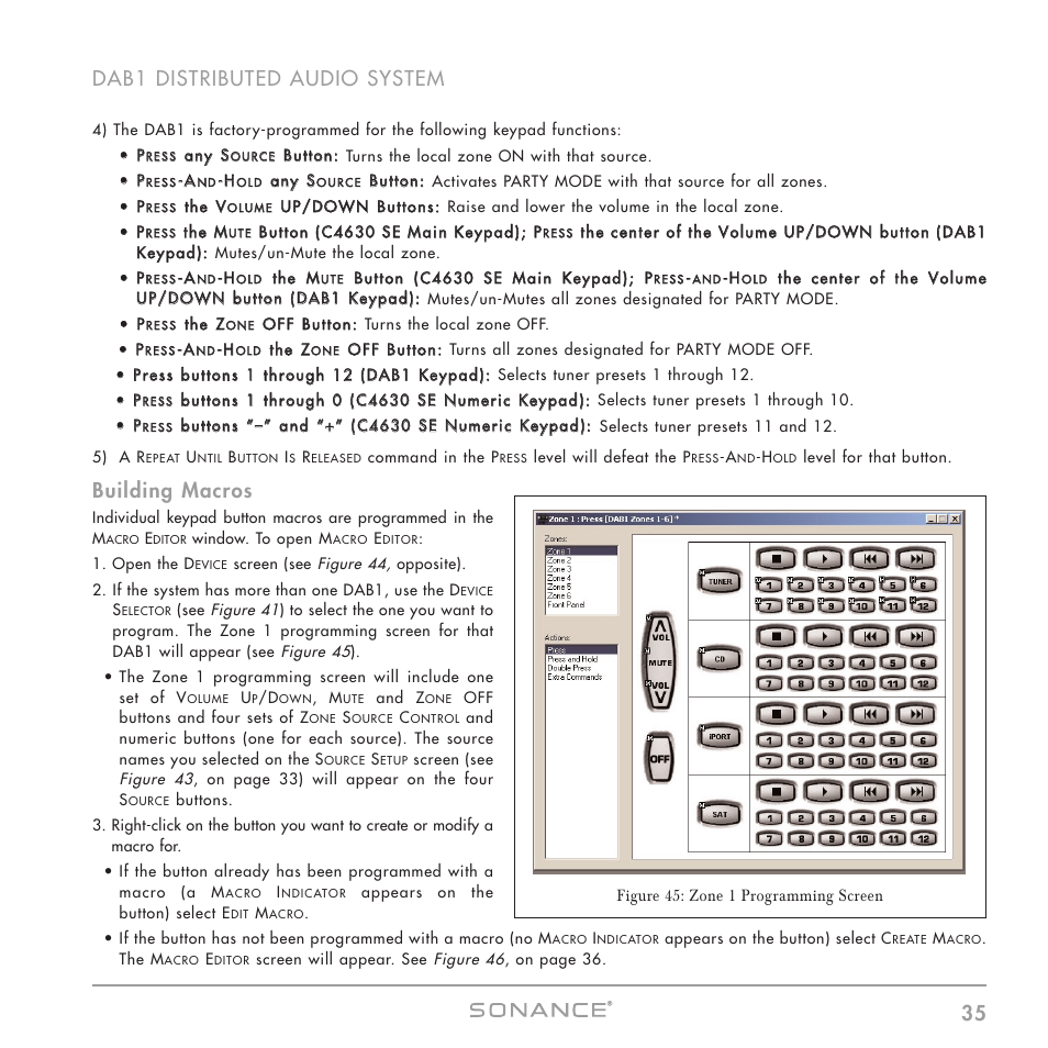 35 dab1 distributed audio system, Building macros | Sonance DAB1 User Manual | Page 35 / 68