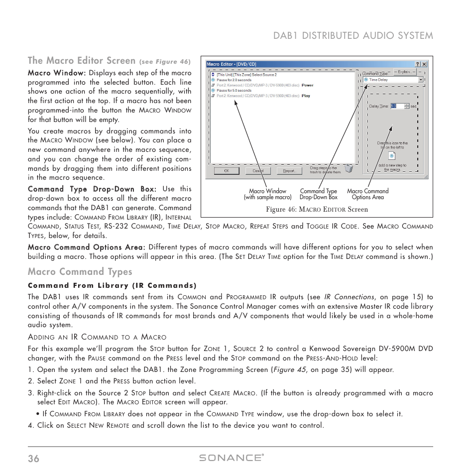 Macro command types | Sonance DAB1 User Manual | Page 36 / 68