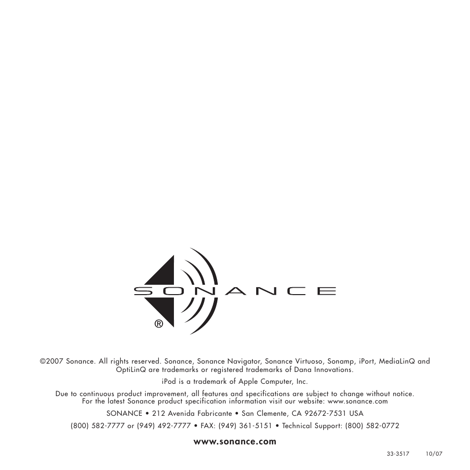 Sonance DAB1 User Manual | Page 68 / 68